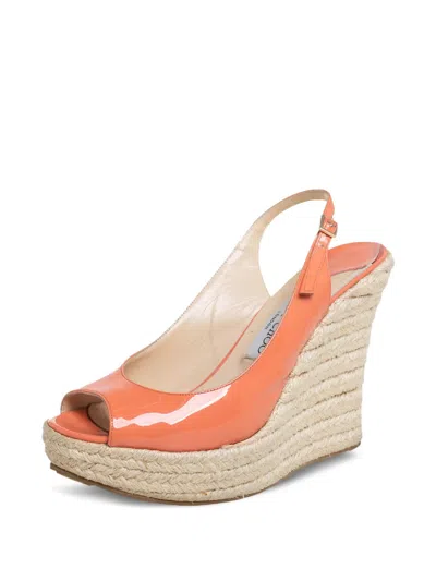 Pre-owned Jimmy Choo Leather Wedge Sandals