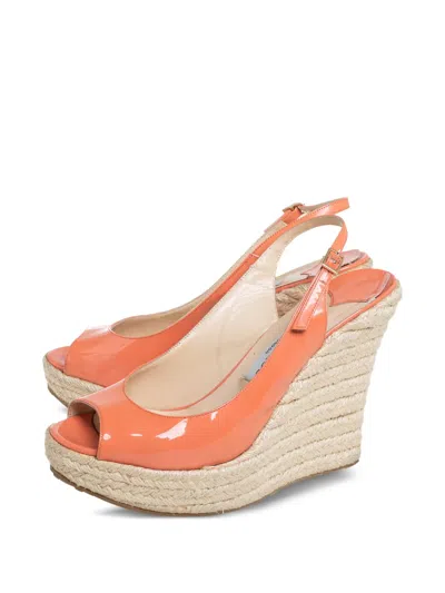 Pre-owned Jimmy Choo Leather Wedge Sandals