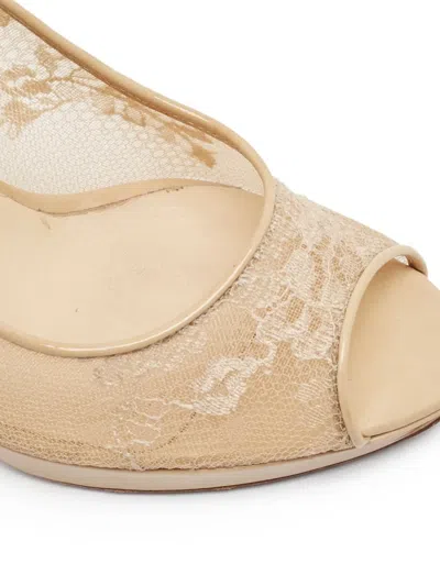 Pre-owned Jimmy Choo 105mm Floral-lace Peep-toe Pumps
