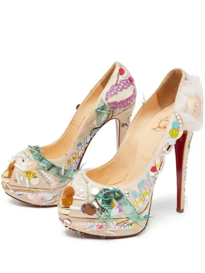 Pre-owned Christian Louboutin 145mm Bead-embellished Pumps