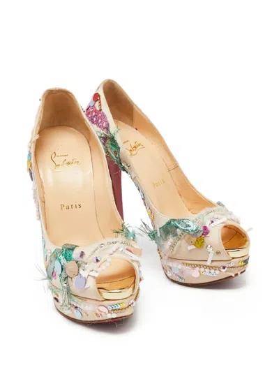 Pre-owned Christian Louboutin 145mm Bead-embellished Pumps