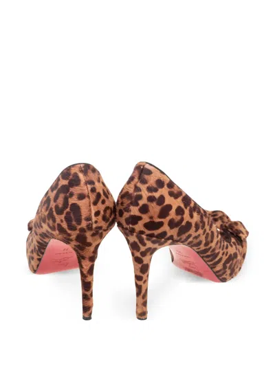 Pre-owned Christian Louboutin 105mm Leopard-print Peep-toe Pumps