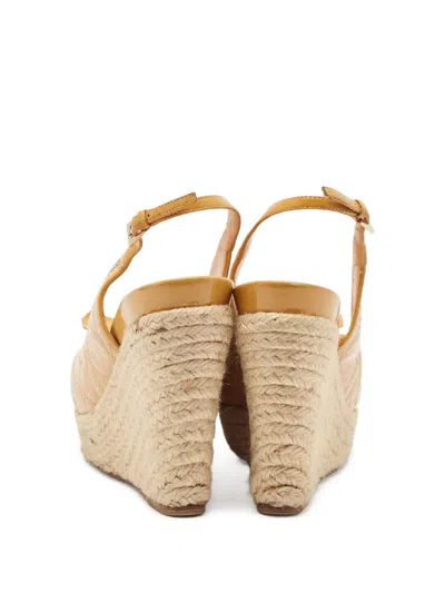 Pre-owned Dior Cannage Bow Wedge Espadrilles Sandals