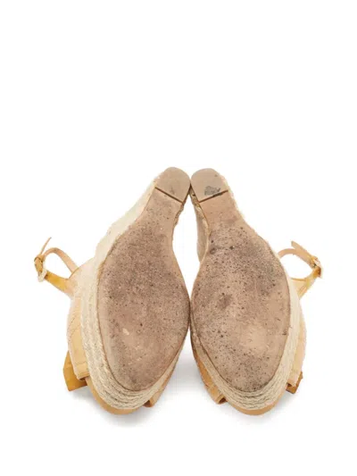 Pre-owned Dior Cannage Bow Wedge Espadrilles Sandals