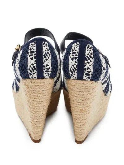 Pre-owned Louis Vuitton 115mm Lace-embroidered Wedge Sandals