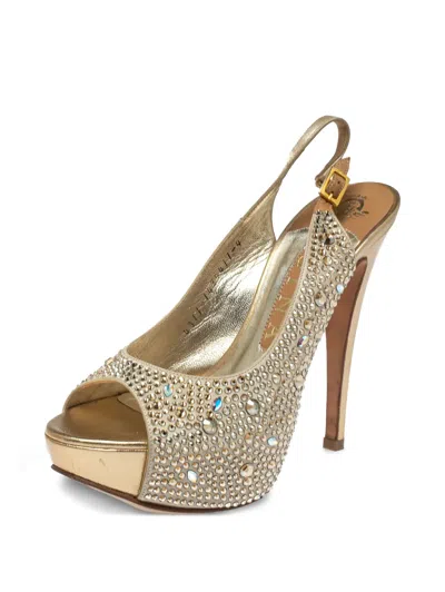 Pre-owned Gina  125mm Crystal-embellished Platform Sandals