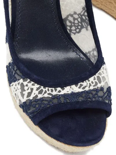 Pre-owned Louis Vuitton 115mm Lace-embroidered Wedge Sandals