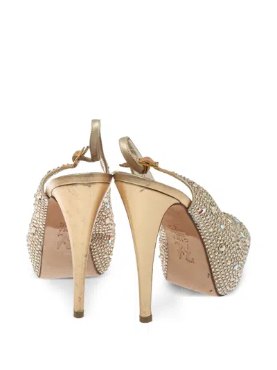 Pre-owned Gina  125mm Crystal-embellished Platform Sandals