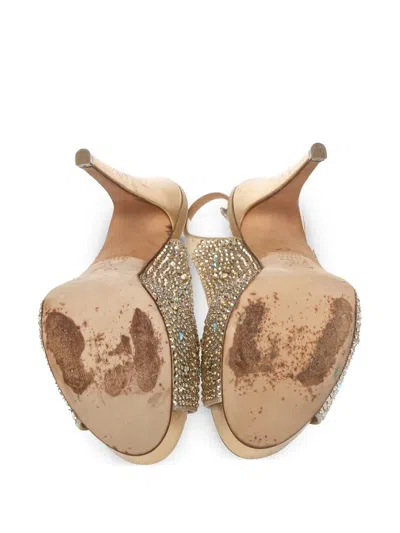 Pre-owned Gina  125mm Crystal-embellished Platform Sandals