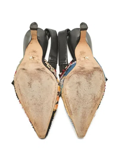 Pre-owned Dior Embroidered Pointed-toe Pumps In Black