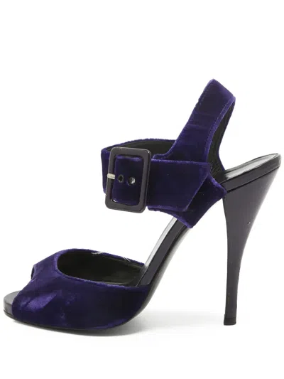 Pre-owned Pierre Hardy  115mm Velvet Sandals In Blue