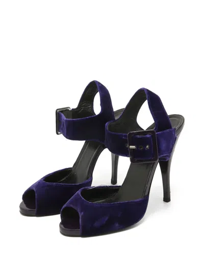 Pre-owned Pierre Hardy  115mm Velvet Sandals In Blue