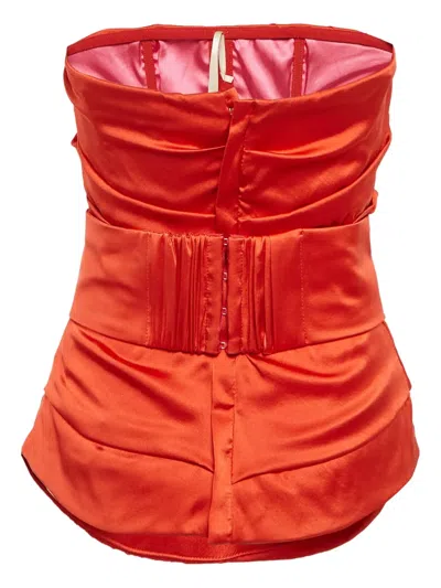 Pre-owned Elisabetta Franchi  Draped Strapless Top In Orange