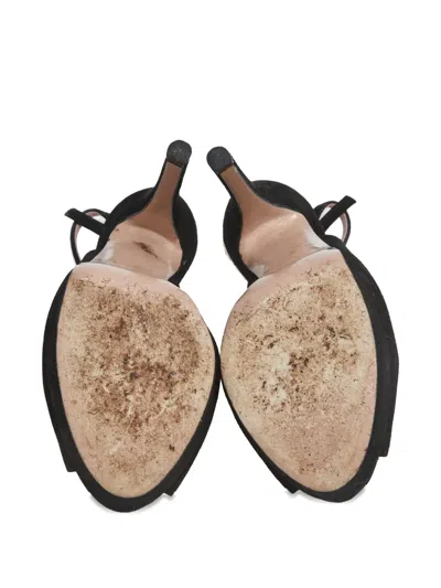 Pre-owned Gucci 130mm Peep-toe Slingback Pumps In Black