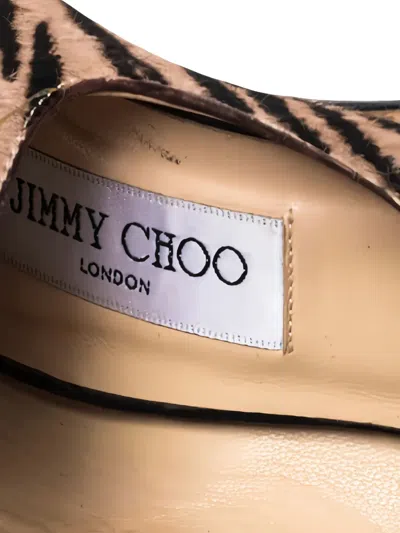 Pre-owned Jimmy Choo 130mm Tiger-print Lace-up Sandals In Brown