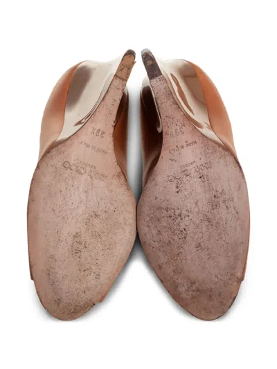 Pre-owned Jimmy Choo 100mm Wedge Pumps In Brown