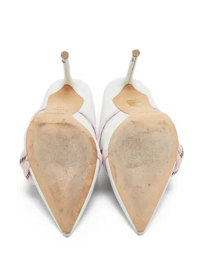 Pre-owned Malone Souliers 100mm Maureen Leather Mules In White