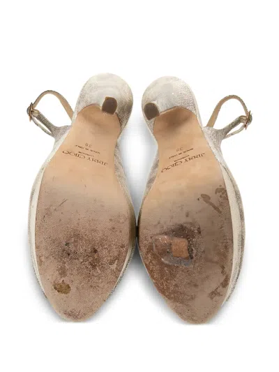 Pre-owned Jimmy Choo 155mm Metallic Sandals In Gold