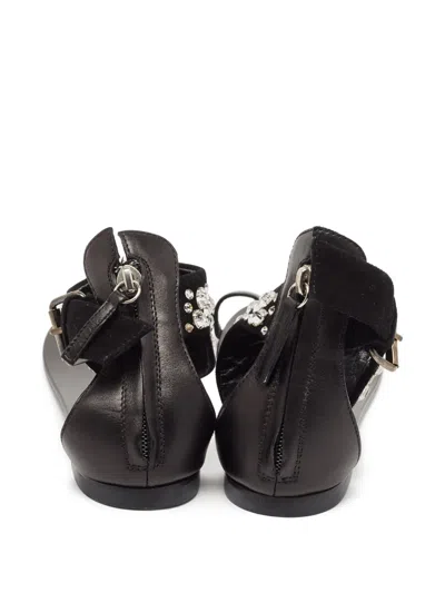 Pre-owned Giuseppe Zanotti Vintage Crystal-embellished Flat Sandals In Black