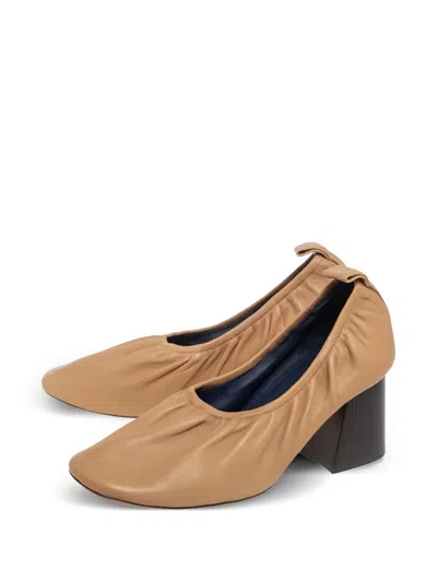 Pre-owned Celine 70mm Square-toe Pumps In Neutral