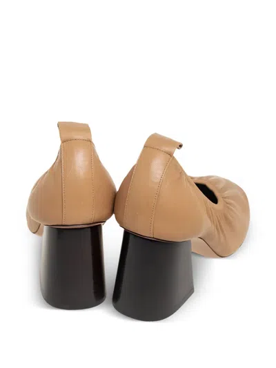 Pre-owned Celine 70mm Square-toe Pumps In Neutral