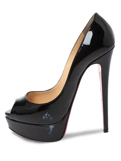 Pre-owned Christian Louboutin 140mm Lady Peep Pumps In Black