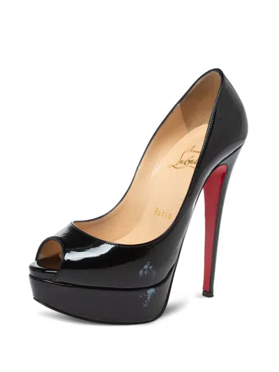 Pre-owned Christian Louboutin 140mm Lady Peep Pumps In Black