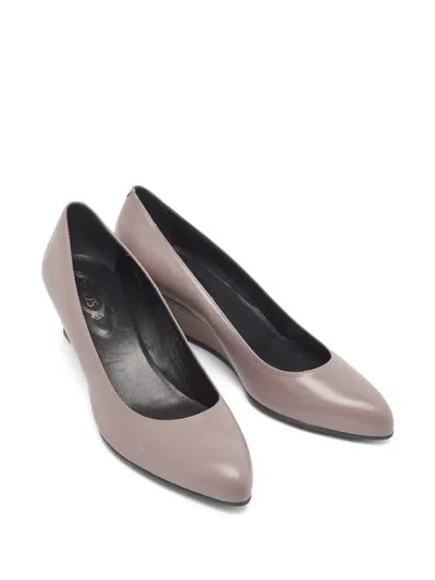 Pre-owned Tod's  55mm Wedge-heel Pumps In Purple