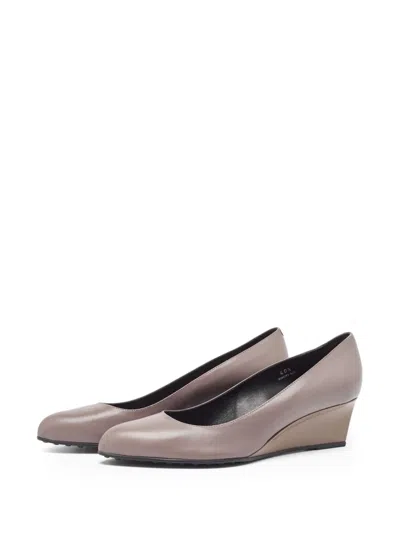 Pre-owned Tod's  55mm Wedge-heel Pumps In Purple