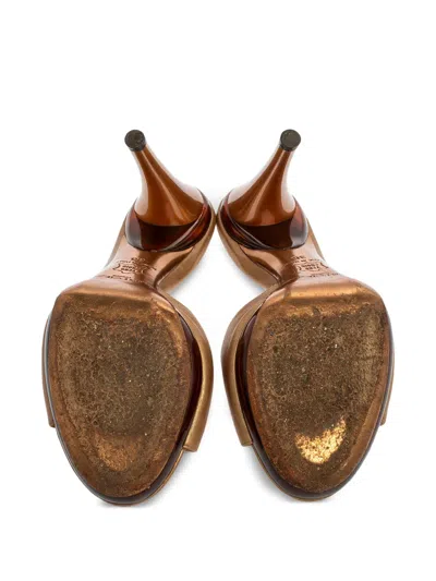 Pre-owned Jimmy Choo 110mm Leather Mules In Gold