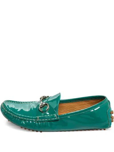 Pre-owned Gucci Horsebit-detail Leather Loafers In Green