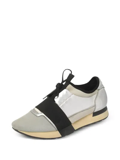 Pre-owned Balenciaga Race Runner Sneakers In Silver