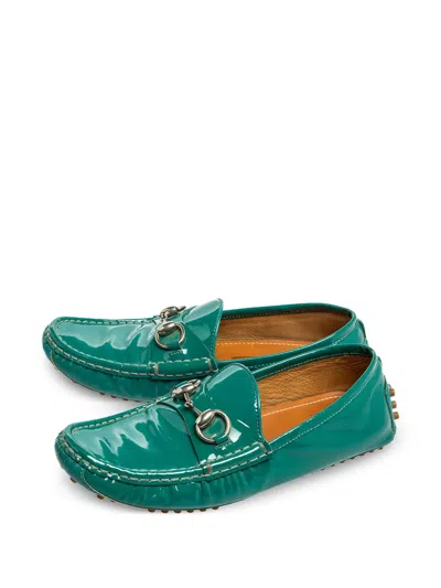 Pre-owned Gucci Horsebit-detail Leather Loafers In Green