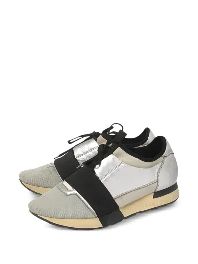 Pre-owned Balenciaga Race Runner Sneakers In Silver