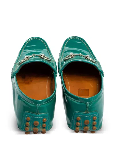 Pre-owned Gucci Horsebit-detail Leather Loafers In Green
