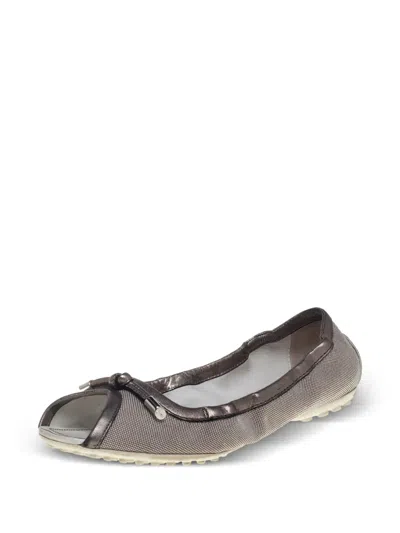 Pre-owned Tod's Vintage Canvas Ballet Flats In Gray
