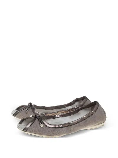Pre-owned Tod's Vintage Canvas Ballet Flats In Gray