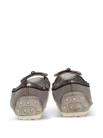 Pre-owned Tod's Vintage Canvas Ballet Flats In Gray