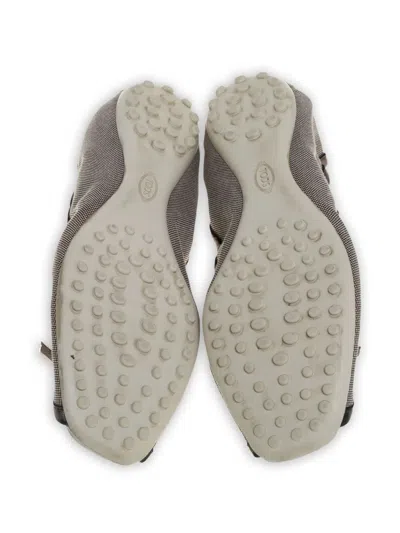 Pre-owned Tod's Vintage Canvas Ballet Flats In Gray