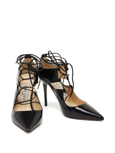 Pre-owned Jimmy Choo 95mm Leather Pumps In Black