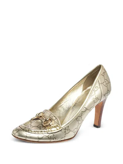 Pre-owned Gucci Metallic Horsebit Loafer Pumps