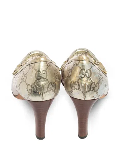 Pre-owned Gucci Metallic Horsebit Loafer Pumps