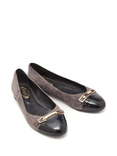 Pre-owned Tod's Vintage Cap-toe Suede Ballet Flats