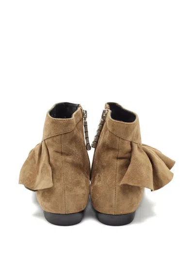 Pre-owned Jw Anderson Ruffle Pointed-toe Boots In Brown