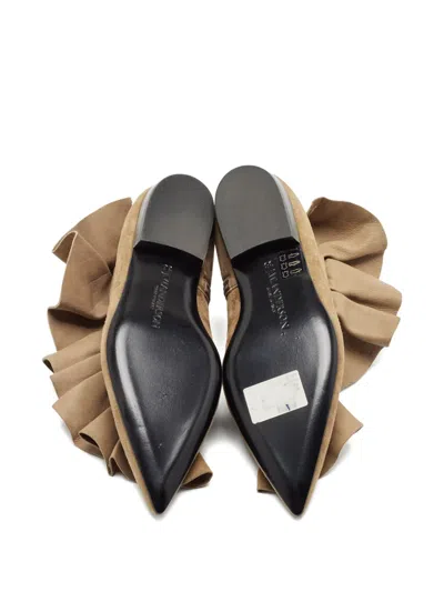 Pre-owned Jw Anderson Ruffle Pointed-toe Boots In Brown