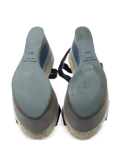Pre-owned Sergio Rossi Vintage 95mm Wedged Platform Sandals In Black