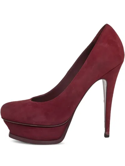 Pre-owned Saint Laurent 140mm Tribtoo Platform Pumps In Red