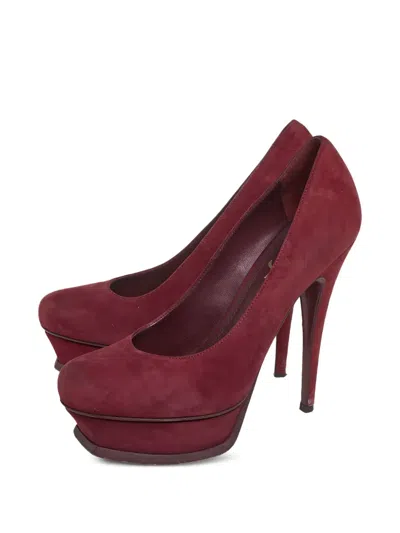 Pre-owned Saint Laurent 140mm Tribtoo Platform Pumps In Red