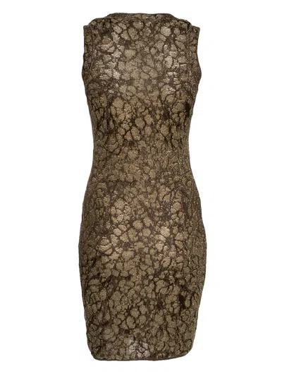 Pre-owned Missoni Embroidered Lurex Midi Dress In Gold
