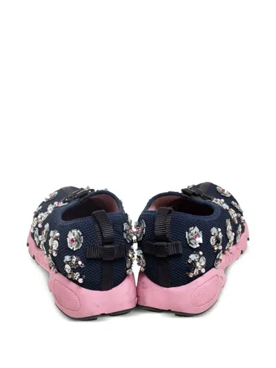 Pre-owned Dior Mesh Fusion Floral Sneakers In Blue